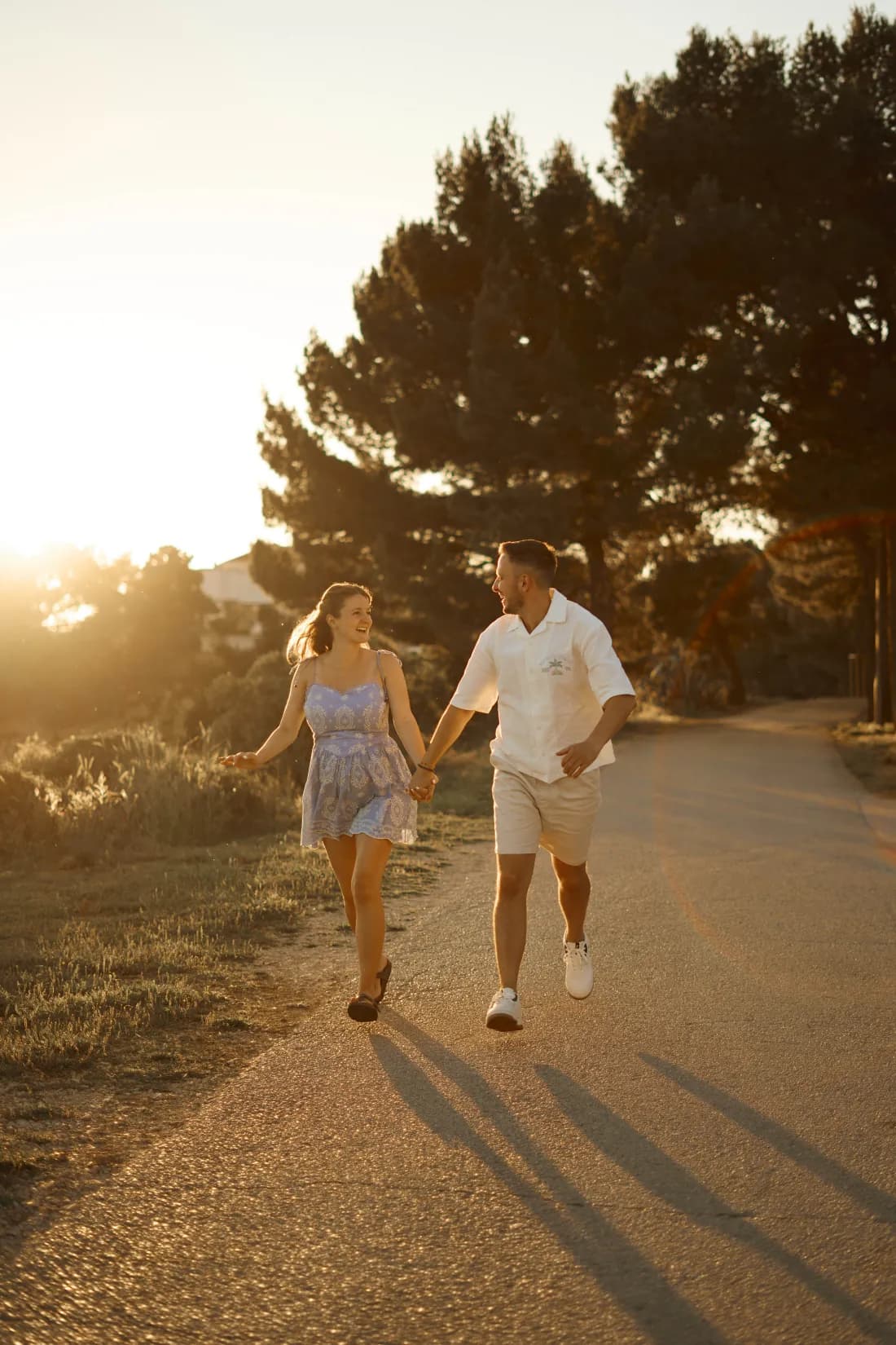 Couple embracing at golden hour near the Adriatic