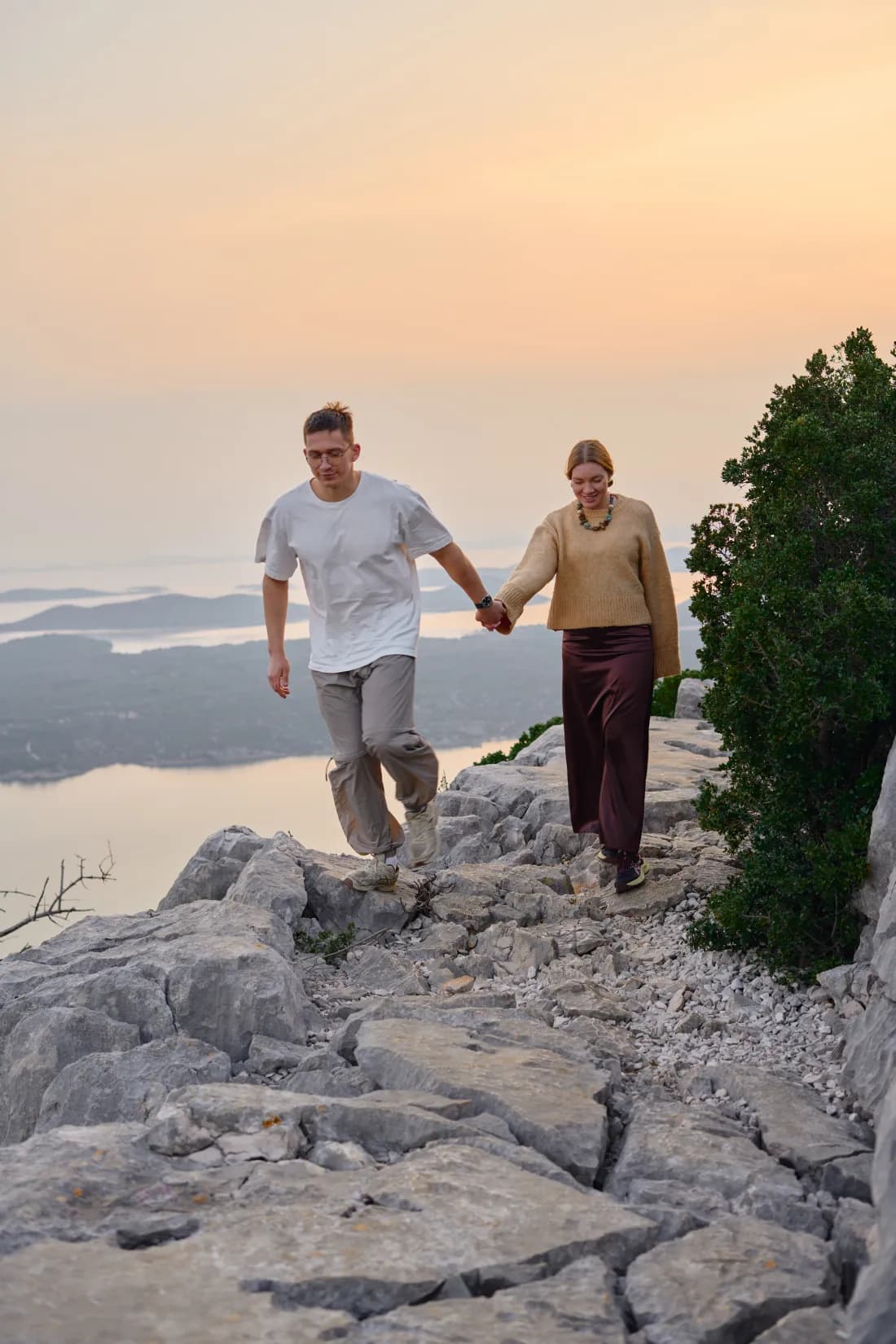 Couple celebrating together with a view over the Adriatic islands